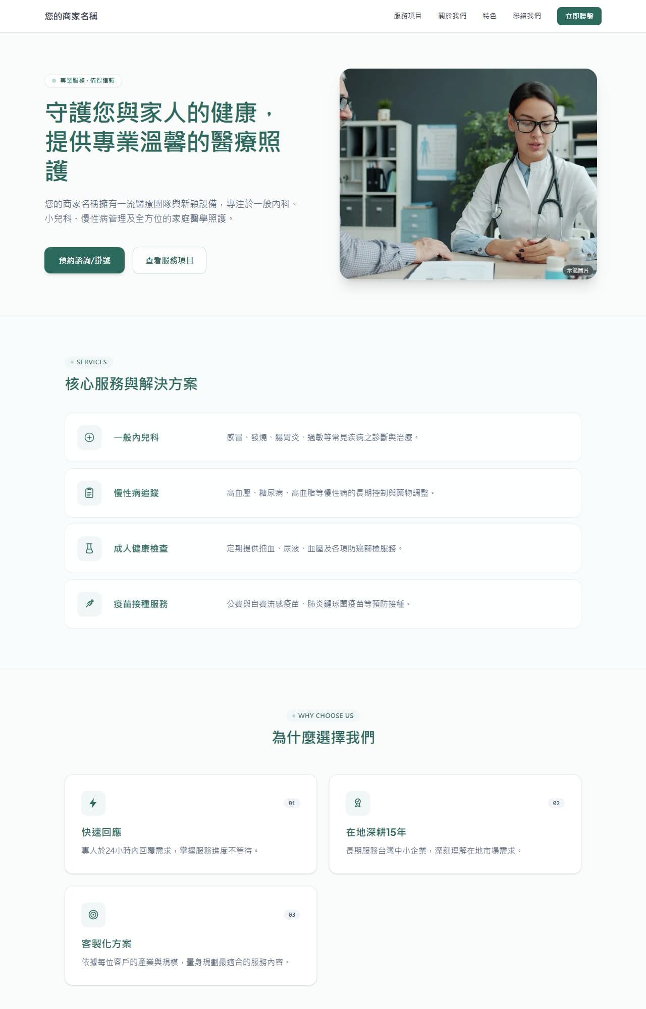 醫療院所 · 牙醫中醫診所 範本示意圖